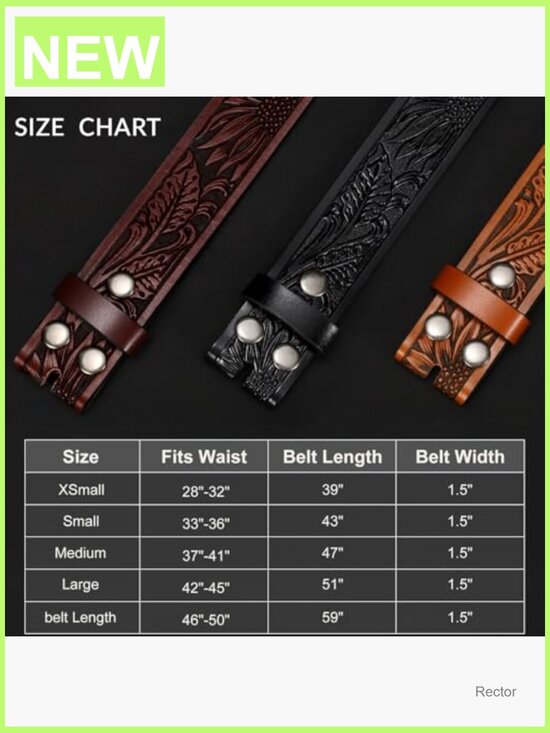 Pack of 3 Western Belts Without Buckle Leather Straps for Jeans Men Women